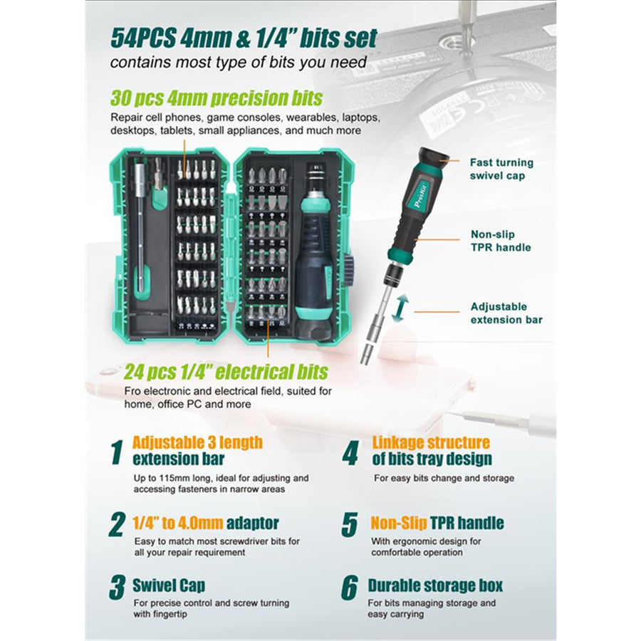 ProsKit SD-9857M DIY Tool 57 IN 1 Screwdriver Set For Cell Phone, Notebook, Electronic Field, Home, Office, Bike and More