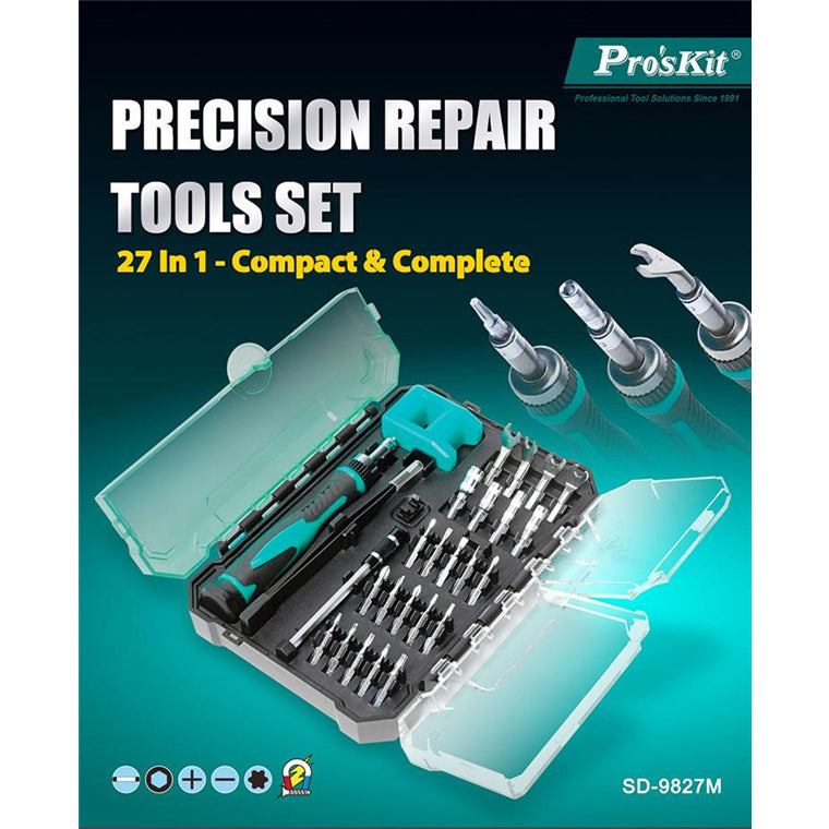 ProsKit SD-9827M DIY Tool 27 IN 1 Screwdriver Set For Cell Phone, Notebook, Electronic Field, Home, Office, Bike and More