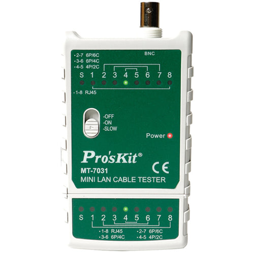 ProsKit MT-7031 Mini Lan Cable Tester - Circuit Protection, 300M Test Distance
