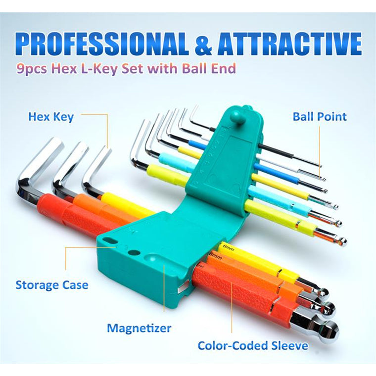 ProsKit HW-230BL 9pcs Color Ballpoint Long Arm Hex Key Set