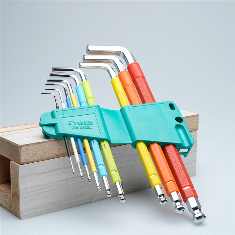 ProsKit HW-230BL 9pcs Color Ballpoint Long Arm Hex Key Set