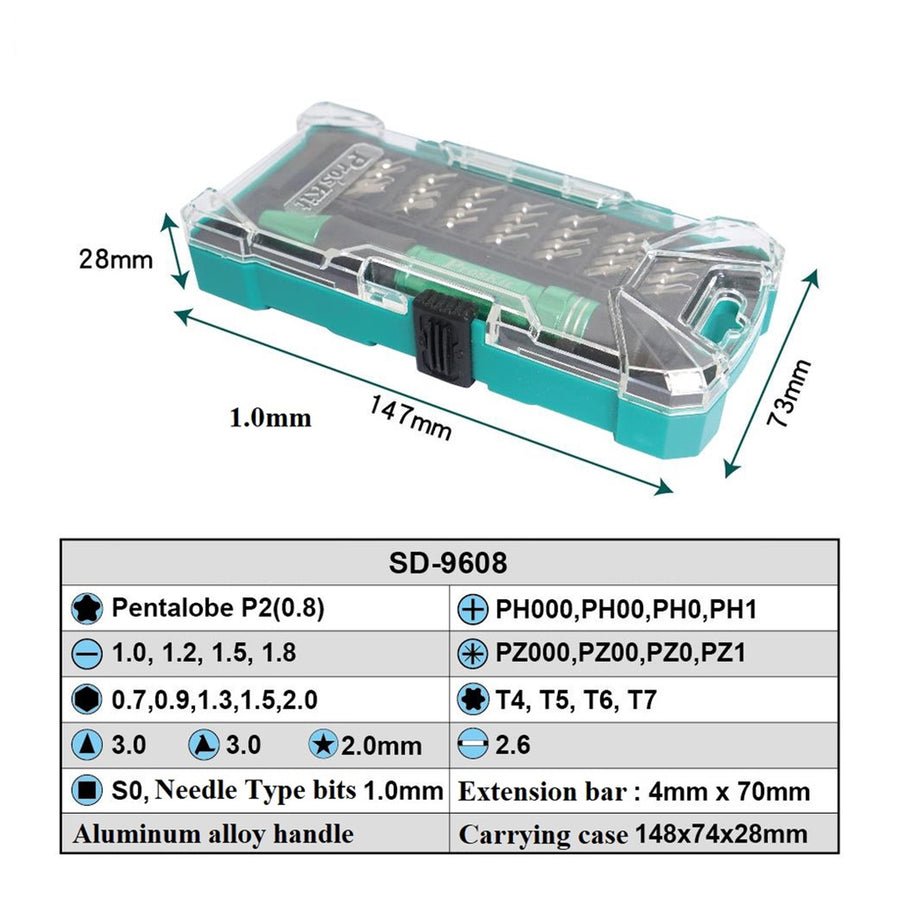 ProsKit SD-9608 30pcs Aluminum Handle Precision Screwdriver set