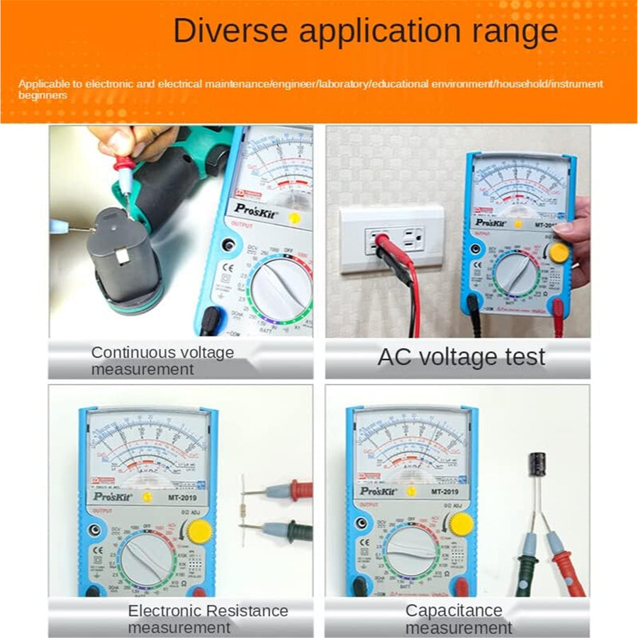 ProsKit MT-2019 Analogue Multimeter Voltage, Resistance, Capacitance, Transistor and More