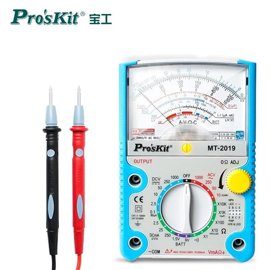ProsKit MT-2019 Analogue Multimeter Voltage, Resistance, Capacitance, Transistor and More