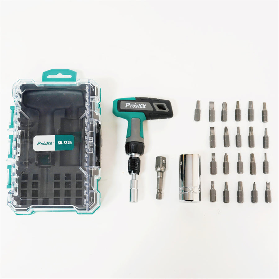 ProsKit 25 in 1 T- Handle Ratchet With Universal Socket & Bits Set