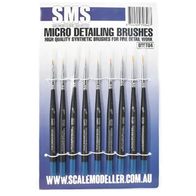 SMS BSET04 - SCALE MODELLERS SUPPLY SYNTHETIK MIKRO-DETAILLIERUNGSPINSEL-SET 9-TEILIG