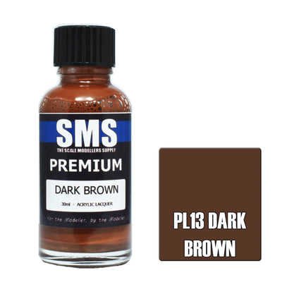 SMS PL13 - AIRBRUSHFARBE 30ML PREMIUM DUNKELBRAUN ACRYLLACK FÜR MODELLBAUER