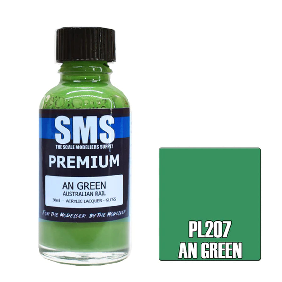 SMS PL207 - AIR BRUSH FARBE 30ML PREMIUM AN GRÜN ACRYLLACK FÜR MODELLBAUER