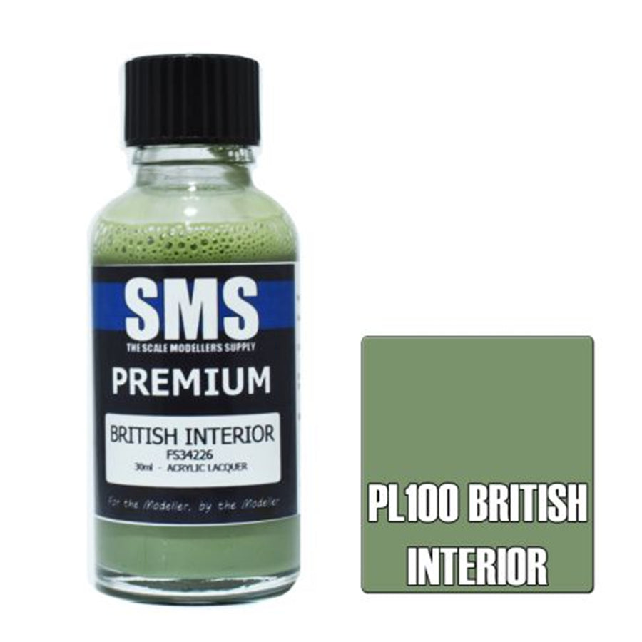SMS PL100 - AIR BRUSH PAINT 30ML PREMIUM BRITISH INTERIOR  ACRYLIC LACQUER SCALE MODELLERS SUPPLY