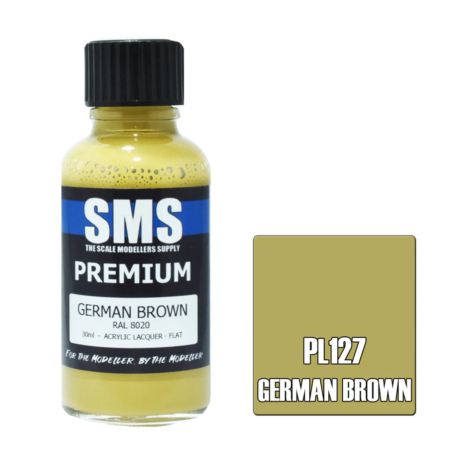 SMS PL127 - AIR BRUSH PAINT 30ML PREMIUM GERMAN BROWN  ACRYLIC LACQUER SCALE MODELLERS SUPPLY
