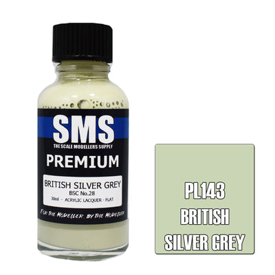 SMS PL143 - AIR BRUSH PAINT 30ML PREMIUM BRITISH SILVER GREY ACRYLIC LACQUER SCALE MODELLERS SUPPLY