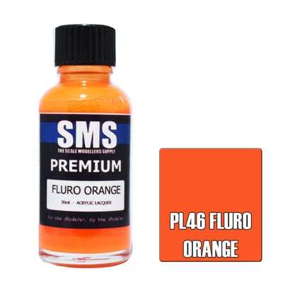SMS PL46 - AIR BRUSH PAINT 30ML PREMIUM FLURO ORANGE ACRYLIC LACQUER SCALE MODELLERS SUPPLY