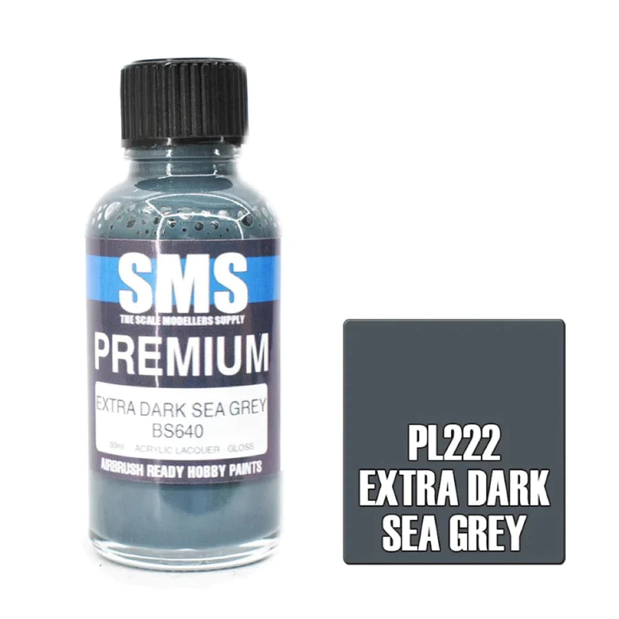 SMS PL222 - AIR BRUSH PAINT 30ML PREMIUM EXTRA DARK SEA GREY ACRYLIC LACQUER SCALE MODELLERS SUPPLY