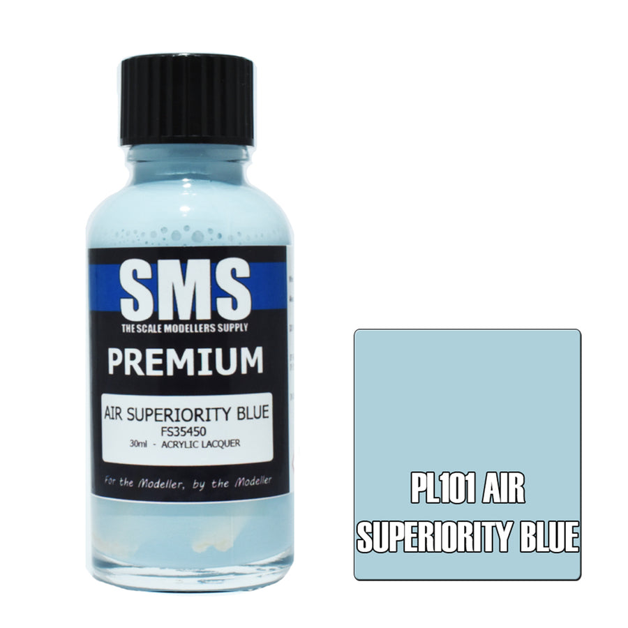 SMS PL101 - AIR BRUSH PAINT 30ML PREMIUM AIR SUPERIORITY BLUE ACRYLIC LACQUER SCALE MODELLERS SUPPLY