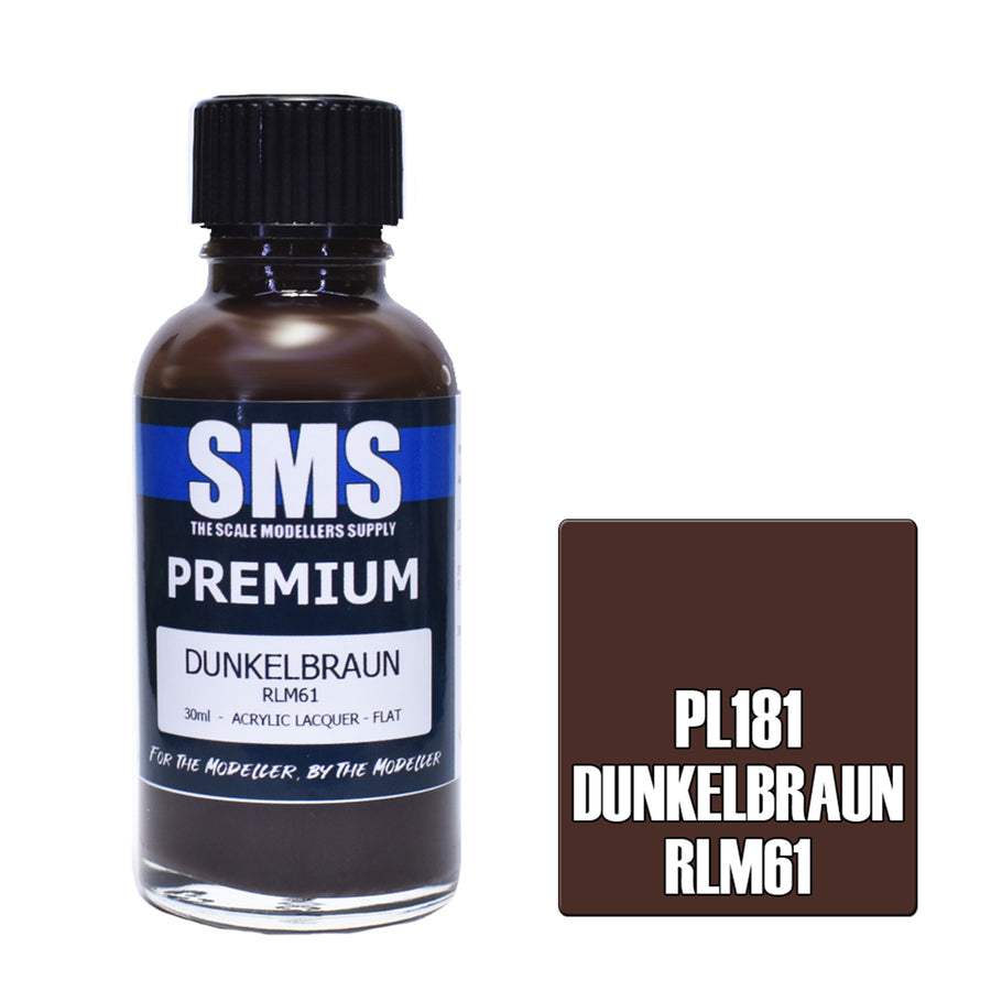 SMS PL181 - AIR BRUSH PAINT 30ML PREMIUM DUNKELBRAUN RLM61  ACRYLIC LACQUER SCALE MODELLERS SUPPLY