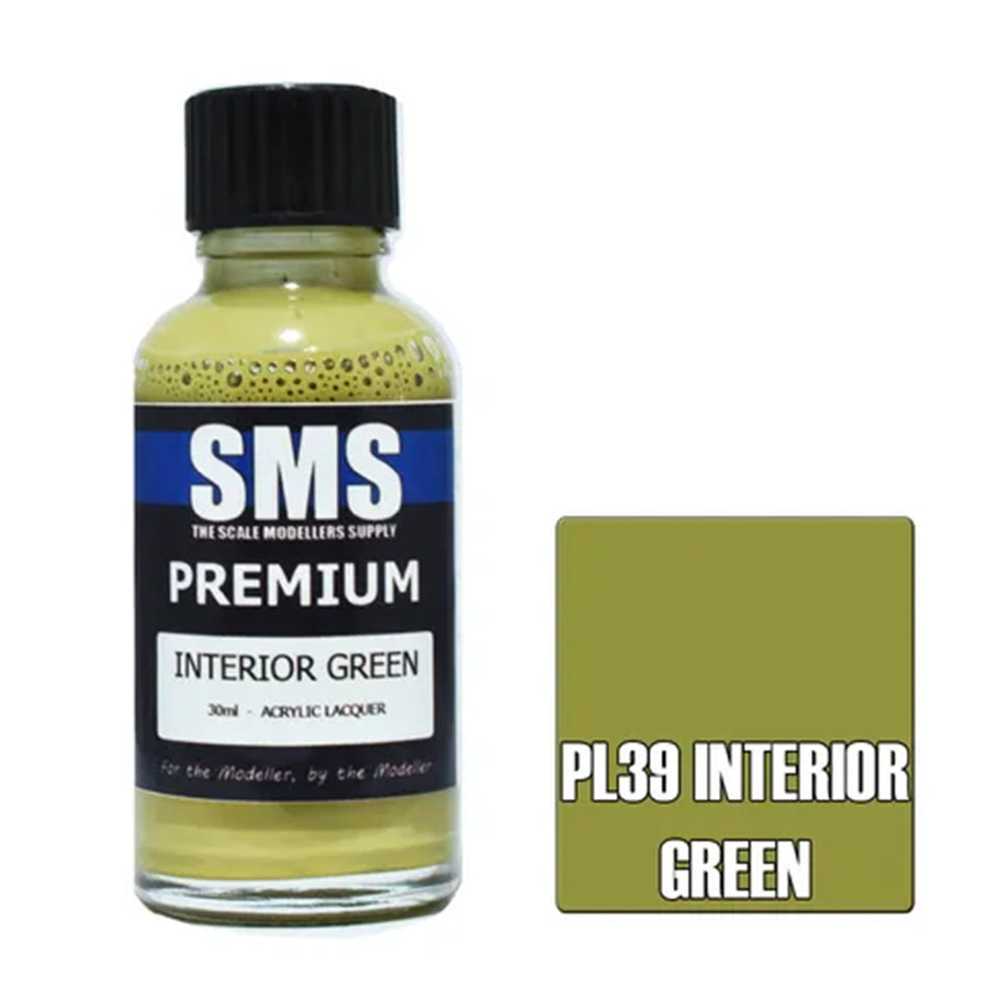 SMS PL39 - AIR BRUSH PAINT 30ML PREMIUM INTERIOR GREEN ACRYLIC LACQUER SCALE MODELLERS SUPPLY