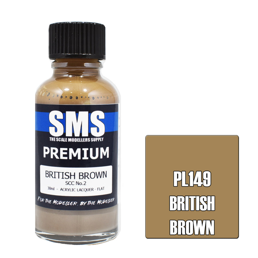 SMS PL149 - AIR BRUSH PAINT 30ML PREMIUM BRITISH BROWN SCC NO.2  ACRYLIC LACQUER SCALE MODELLERS SUPPLY