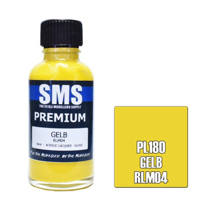 SMS PL180 - AIR BRUSH FARBE 30ML PREMIUM GELB RLM04 ACRYLLACK FÜR MODELLBAUER