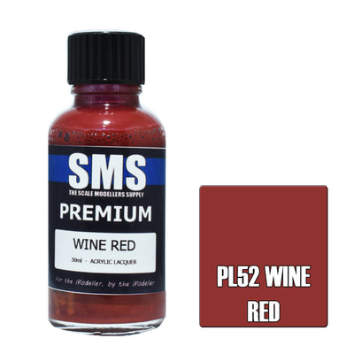 SMS PL52 - AIRBRUSHFARBE 30ML PREMIUM WEINROT ACRYLLACK FÜR MODELLBAUER