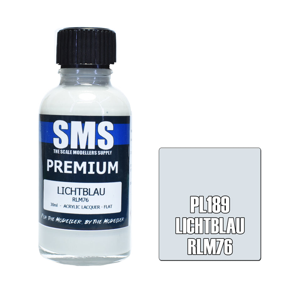 SMS PL189 - AIRBRUSH FARBE 30ML PREMIUM LICHTBLAU RLM76 ACRYLLACK FÜR MODELLBAUER