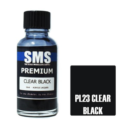 SMS AIR BRUSH PAINT 30ML PREMIUM CLEAR BLACK ACRYLIC LACQUER SCALE MODELLERS SUPPLY