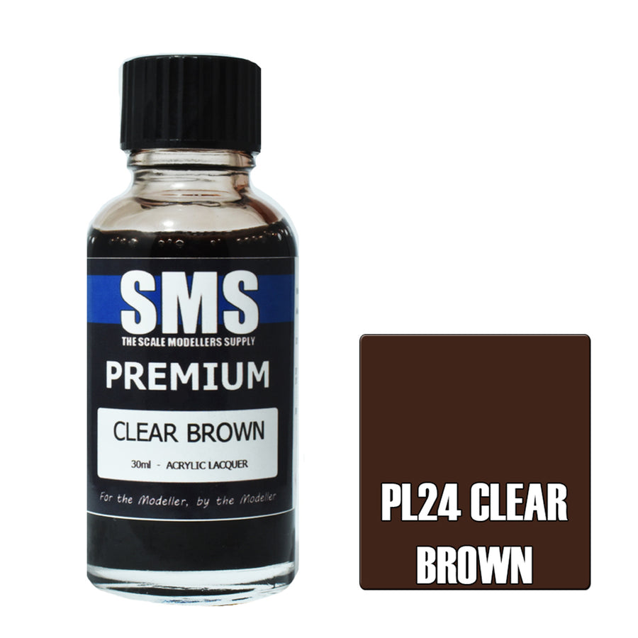 SMS PL24 - AIR BRUSH PAINT 30ML PREMIUM CLEAR BROWN ACRYLIC LACQUER SCALE MODELLERS SUPPLY