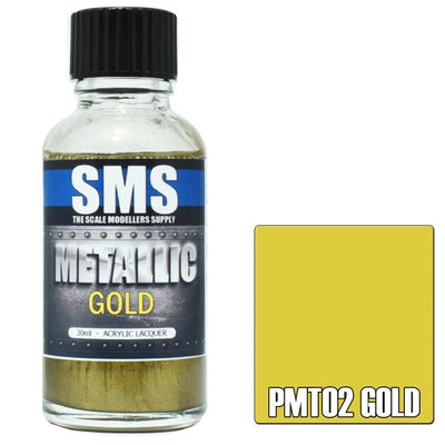 SMS PMT02 - AIRBRUSH FARBE 30ML METALLIC GOLD ACRYLIC LACQUER SCALE MODELLERS SUPPLY