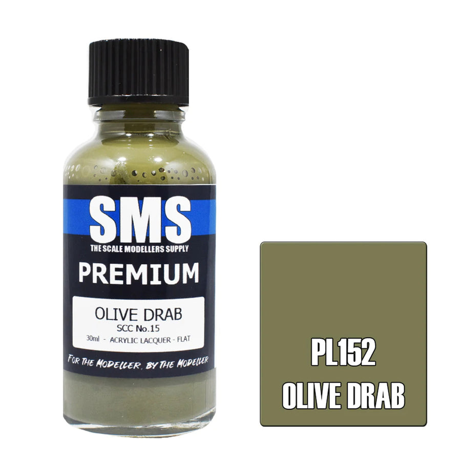SMS PL152 - AIR BRUSH PAINT 30ML PREMIUM OLIVE DRAB SCC NO.15  ACRYLIC LACQUER SCALE MODELLERS SUPPLY