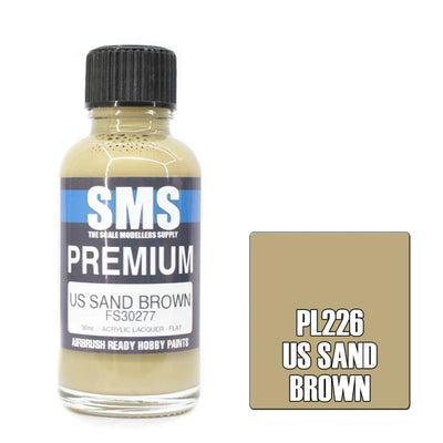 SMS PL226 - AIRBRUSHFARBE 30ML PREMIUM US SAND BROWN ACRYLLACK MODELLBAUBEDARF
