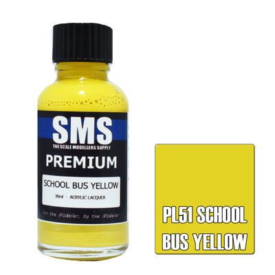 SMS PL51 - AIRBRUSHFARBE 30ML PREMIUM SCHULBUSGELB ACRYL-LACK FARBE FÜR MODELLBAUER