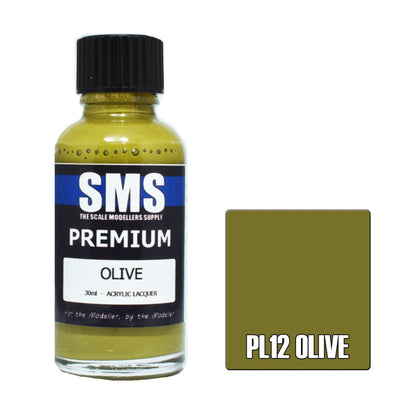 SMS PL12 - AIRBRUSHFARBE 30ML PREMIUM OLIV ACRYL-LACK MODELLBAU ZUBEHÖR