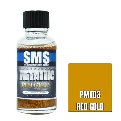 SMS AIRBRUSH PAINT 30ML METALLIC RED GOLD ACRYLIC LACQUER SCALE MODELLERS SUPPLY
