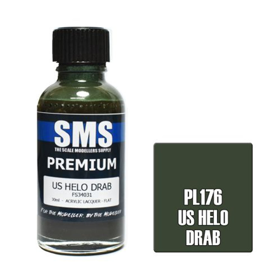 SMS PL176 - AIR BRUSH PAINT 30ML PREMIUM US HELO DRAB  ACRYLIC LACQUER SCALE MODELLERS SUPPLY