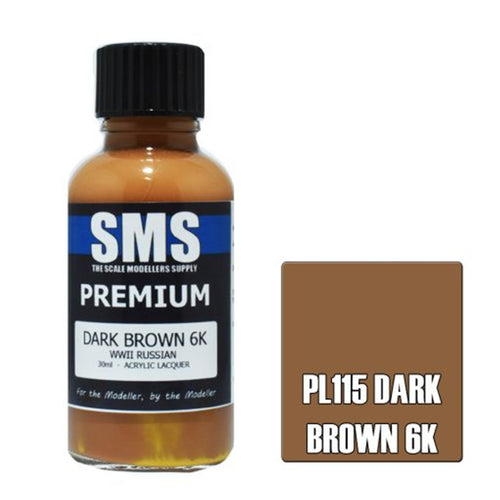 SMS PL115 - AIR BRUSH PAINT 30ML PREMIUM DARK BROWN 6K  ACRYLIC LACQUER SCALE MODELLERS SUPPLY
