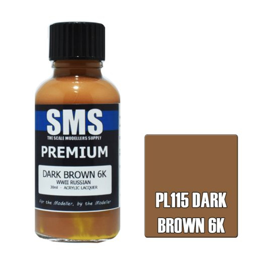 SMS PL115 - AIR BRUSH PAINT 30ML PREMIUM DARK BROWN 6K  ACRYLIC LACQUER SCALE MODELLERS SUPPLY