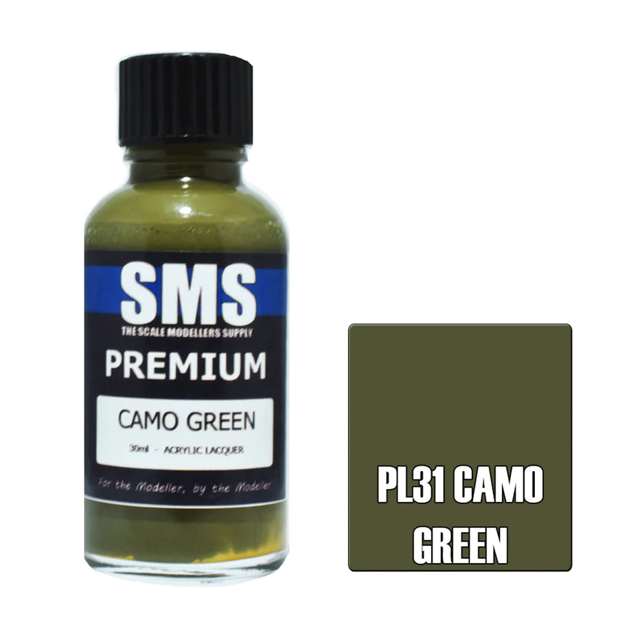 SMS PL31 - AIR BRUSH PAINT 30ML PREMIUM CAMO GREEN  ACRYLIC LACQUER SCALE MODELLERS SUPPLY