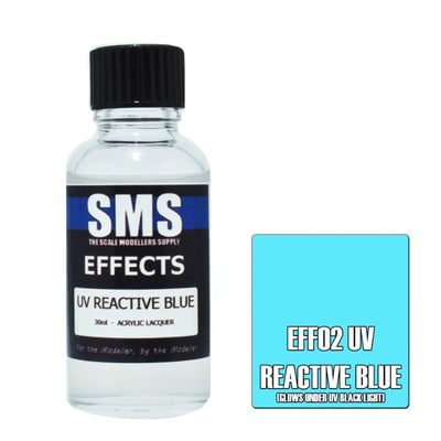 SMS EF02 - AIRBRUSH-FARBE 30ML EFFEKTE UV REAKTIVES BLAUES ACRYL-LACK MODELLBAU-ZUBEHÖR