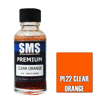 SMS PL22 - AIRBRUSHFARBE 30ML PREMIUM KLAR ORANGE ACRYL-LACK MODELLBAUZUBEHÖR