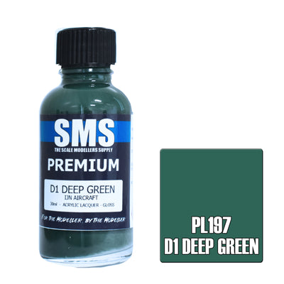 SMS PL197 - AIR BRUSH PAINT 30ML PREMIUM D1 DEEP GREEN  ACRYLIC LACQUER SCALE MODELLERS SUPPLY