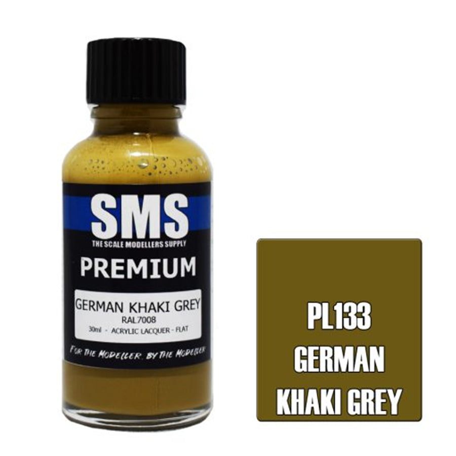 SMS PL133 - AIR BRUSH PAINT 30ML PREMIUM GERMAN KHAKI GREY  ACRYLIC LACQUER SCALE MODELLERS SUPPLY