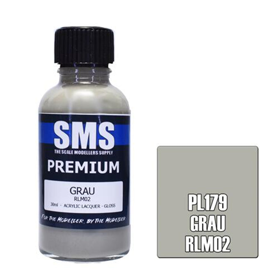 SMS PL179 - AIR BRUSH PAINT 30ML PREMIUM GRAU RLM02 ACRYLIC LACQUER SCALE MODELLERS SUPPLY