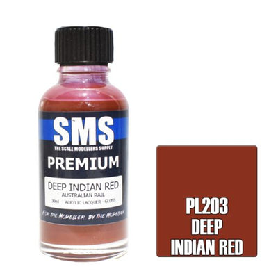 SMS PL203 - AIR BRUSH PAINT 30ML PREMIUM DEEP INDIAN RED  ACRYLIC LACQUER SCALE MODELLERS SUPPLY