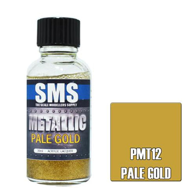 SMS PMT12 - AIRBRUSH-FARBE 30ML METALLIC BLASSGOLD ACRYLLACK FÜR MODELLBAUER