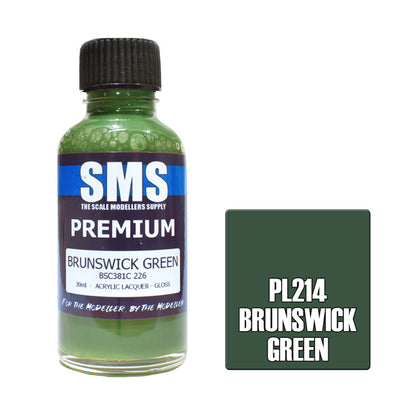 SMS PL214 – AIRBRUSHFARBE 30ML PREMIUM BRUNSWICK GREEN ACRYLLACK FÜR MODELLBAUER SUPPLY