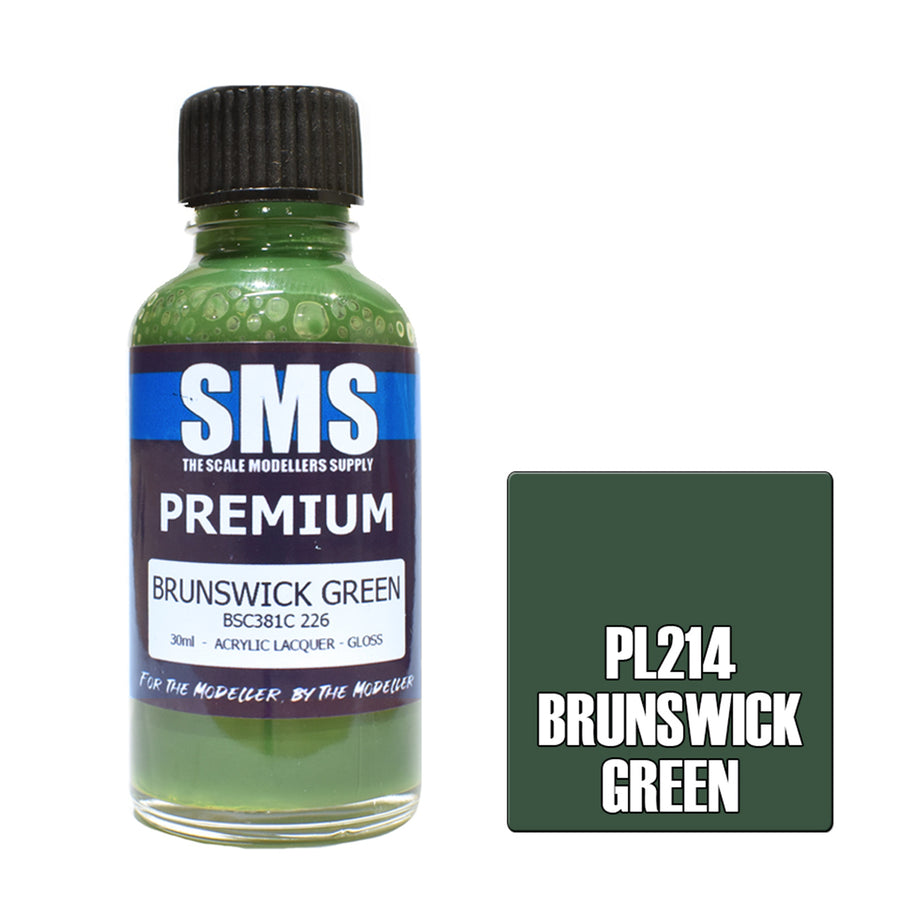 SMS PL214 - AIR BRUSH PAINT 30ML PREMIUM BRUNSWICK GREEN  ACRYLIC LACQUER SCALE MODELLERS SUPPLY