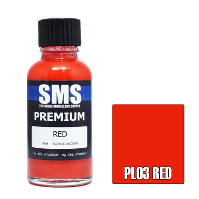 SMS AIR BRUSH PAINT 30ML PREMIUM RED ACRYLIC LACQUER SCALE MODELLERS SUPPLY