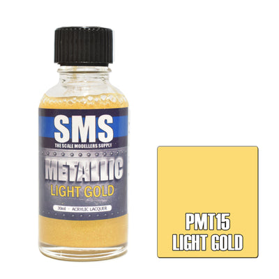 SMS PMT15 - AIRBRUSHFARBE 30ML METALLIC LIGHT GOLD ACRYLHARZLACK SCALE MODELLERS SUPPLY