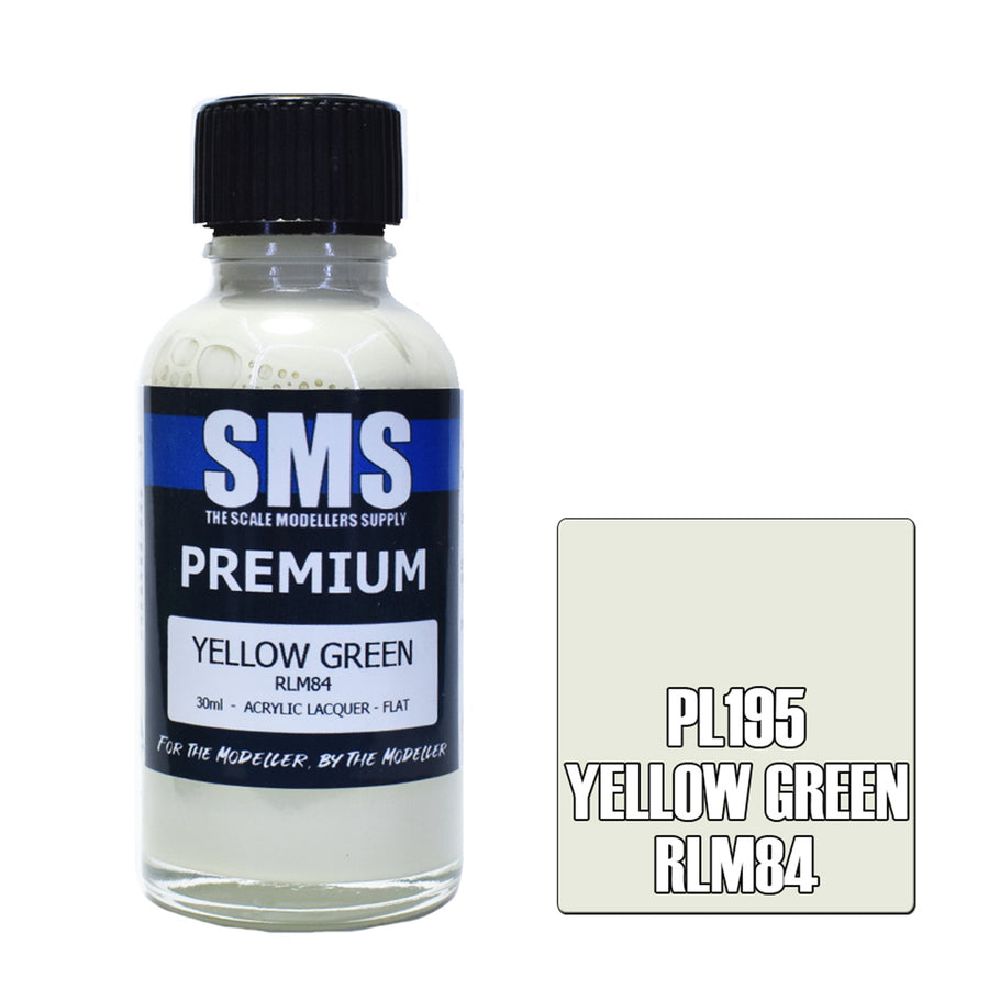SMS PL195 - AIRBRUSHFARBE 30ML PREMIUM GELBGRÜN RLM84 ACRYL-LACK MODELLBAUBEDARF