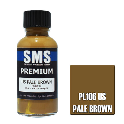 SMS PL106 - AIRBRUSHFARBE 30ML PREMIUM US PALE BROWN 30ML ACRYL LACK SCALE MODELLERS SUPPLY