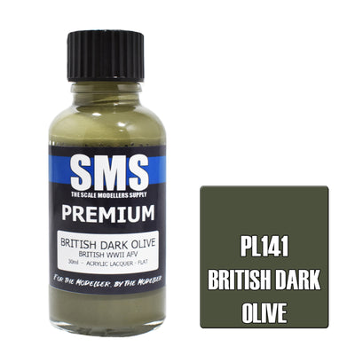 SMS PL141 - AIRBRUSHFARBE 30ML PREMIUM BRITISH DARK OLIVE ACRYLLACK FÜR MODELLBAUER
